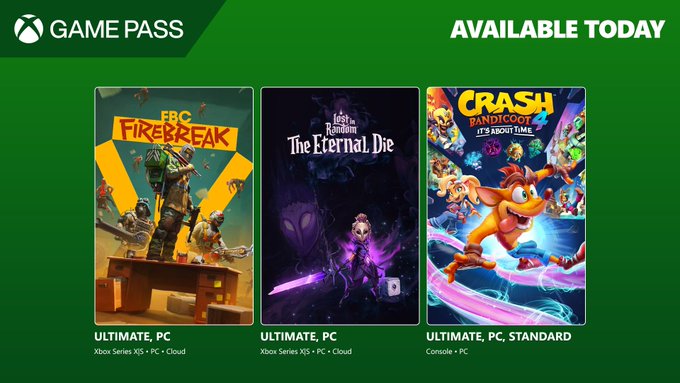 Novos Jogos no Xbox Game Pass: FBC: Firebreak, Lost in Random e Crash Bandicoot